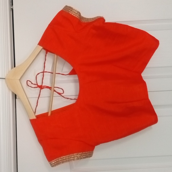 Orange and Blue Mirror work Lehenga Choli Size 42 - Picture 3 of 6